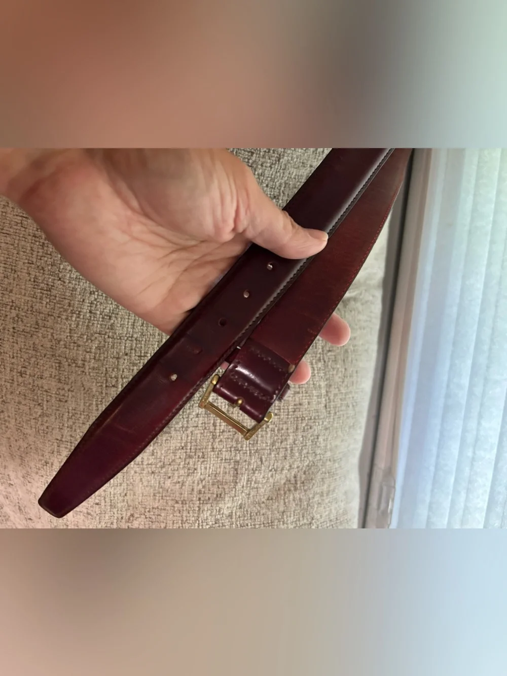 Brooks Brothers Maroon Men's Leather Belt Size 34
